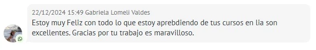 Captura real de un testimonio de alumna de Coach Estético