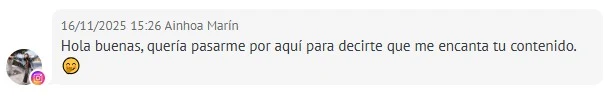 Captura real de un testimonio de alumna de Coach Estético