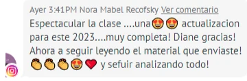 Captura real de un testimonio de alumna de Coach Estético