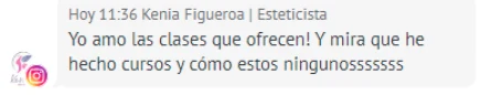 Captura real de un testimonio de alumna de Coach Estético