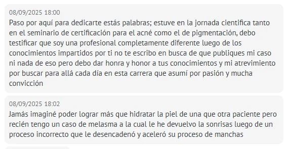 Captura real de un testimonio de alumna de Coach Estético