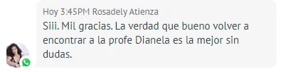 Captura real de un testimonio de alumna de Coach Estético
